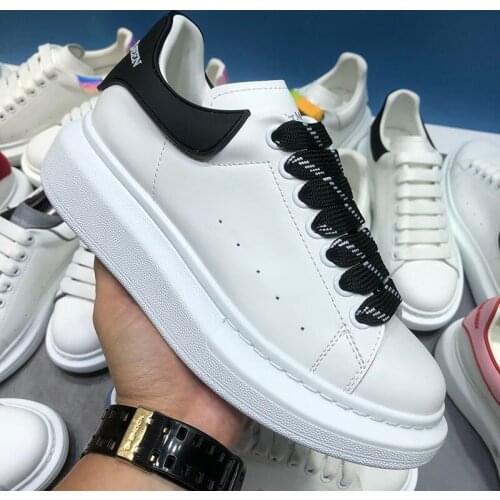 2021new McQueen drop rubber tail small white shoes female students thick soled high rise leisure sports shoes lovers board shoes