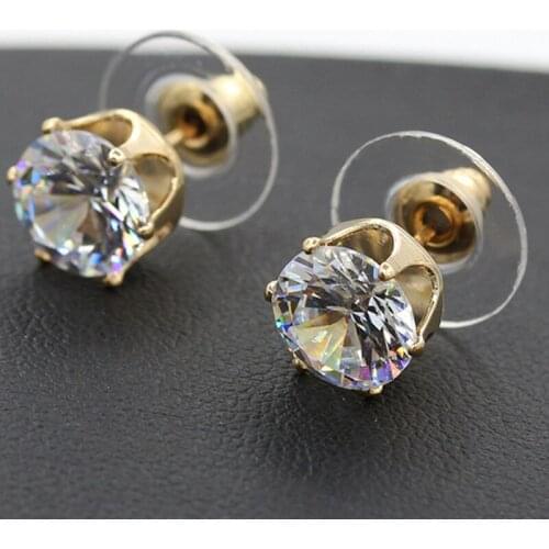Korean Version Of The New Fashion And Popular Crown Bottom Crystal Zircon Earrings Female Student Ear Jewelry Couple Gifts