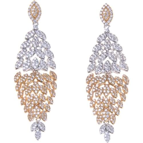 SLJELY Luxury Shiny Cubic Zirconia Earrings Gold Silver Color Naija Wedding Earrings For Women Party Gift Fashion Jewelry