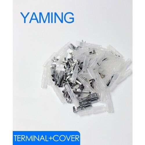 100PCS/50SET 2.8mm 4.8mm 6.3mm Terminal + Cover Male Female Copper Connector auto car Spade terminals with Insulating Sleeves