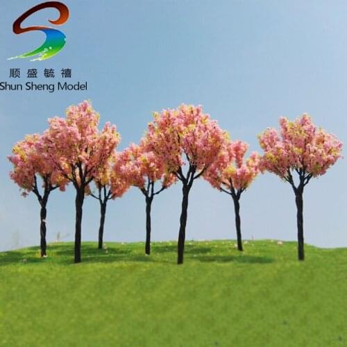 20pcs 9cm Pink And Green Street tree model sand table model of the wire Tree