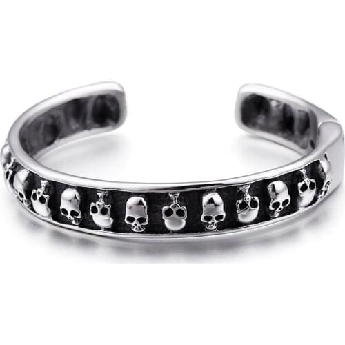 2018 XMAS Gifts Gothic 316L Stainless Steel Biker Skull skeleton Cuff bangle bracelet 64*10mm