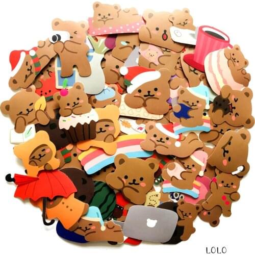 60pcs Korean Kawaii Bear Graffiti Stickers DIY Scrapbook Notebook Stationery Stationary Decoration Children 's Gifts Sticker