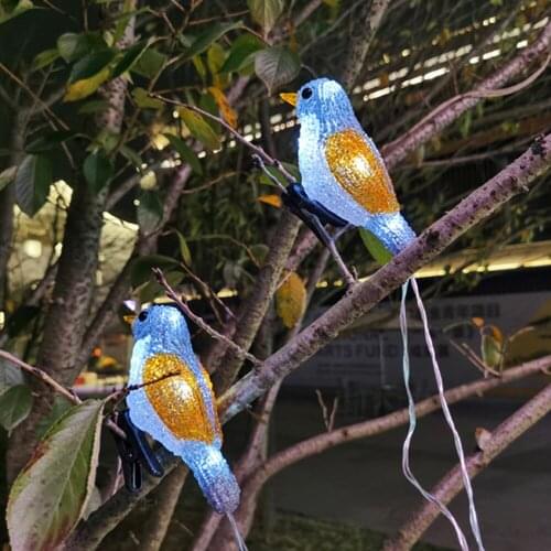 5 LED Clip On Acrylic Robins Lights Garden Outdoor Birds Christmas Decor Xmas