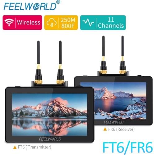 FEELWORLD 5.5 Inch FT6 FR6 Wireless Video Transmission System with Transmitter Receiver DSLR Camera Field Direct AC DP Monitor