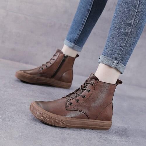 Martin Boots Womens Leather Single Boots 2021 Autumn and Winter New Side Zipper Top Layer Leather Womens Boots
