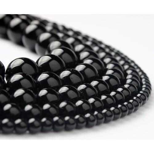 LanLi 4/6/8/10/12mm Black glass beads fashion Natural stone scattered beads DIY Bracelet neckace Accessories make