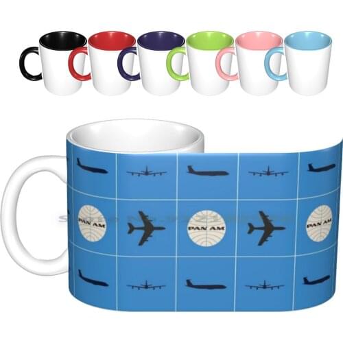 Pan Am Planes And Globe Square Pattern Ceramic Mugs Coffee Cups Milk Tea Mug Pan Am Panam Paa Pan American World Airways Pan