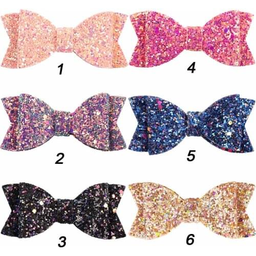 3" Cute Glitter Hair Bows Hair Clip For Girls Kids Handmade Boutique Small Colorful Bling Bows Hairgrip Hairpin Hair Accessories