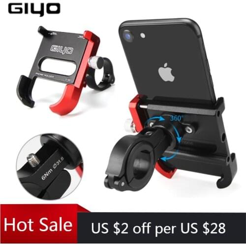 GIYO Bike Phone Mount Rack Aluminum Alloy Bicycle Stem Handlebar holder Mountain Road Bike Universal Smartphone Clip Stand
