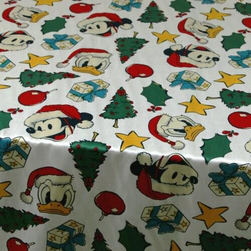 Disney Mickey Donald Duck Christmas Tree 100% Cotton Fabric for Girl Clothes Hometextile Cushion Cover Backpacks Needlework DIY
