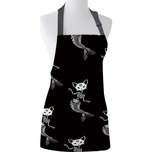 Animal Cat Mermaid Bones Apron Adult Kids Bibs Home Cooking Baking Restaurant Kichen Aprons for Woman Cleaning Apron