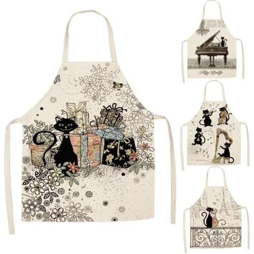 Funny Cat Pattern Apron Baking Accessories Apron Female Apron Kitchen Cooking for Men Cafe Kitchen Apron Women Linen Apron