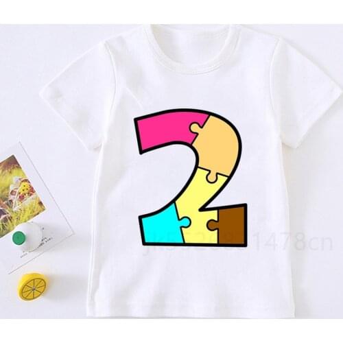 Kids Cute Birthday Number 1-8 Print T Shirt Children Birthday Party Boy T-shirts Boy&Girl Funny Tshirt Present