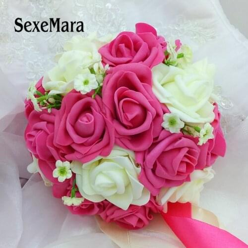 Custom color Blue White Wedding Bouquet Handmade Artificial Flower Rose buque casamento Bridal Bouquet for Wedding Decoration