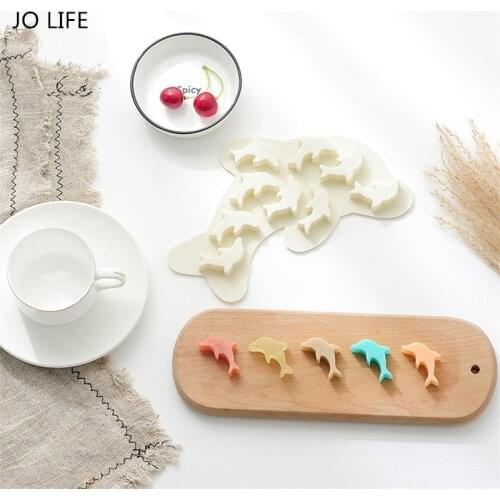 JO LIFE Cake Decorating Tools Silicone Jelly Molds Cute Dolphin Shaped Mould Ice Cube Chocolate Candy Mold Kitchen Gadget