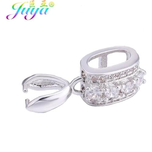 Juya DIY Pendant Jewelry Components Hand made Hook Bails Pinch Clips Accessories For Women Crystal Agate Jade Jewelry Making