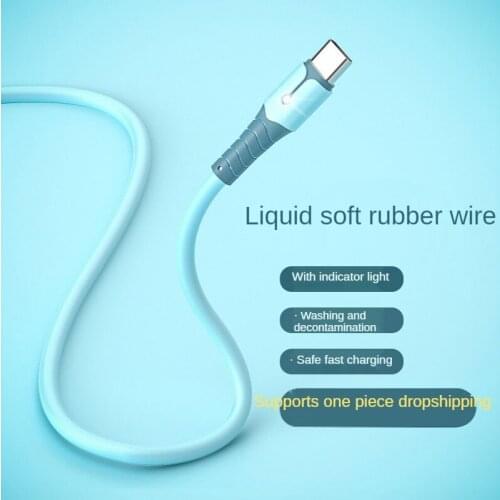 Liquid Silicone Data Cable With Lamp Is Suitable For Andrio Apple Type-c Huawei Mobile Phone 3a Fast Charger Cable
