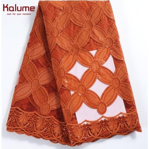 Kalume Latest African Milk Silk Lace Fabric Sequins French Net Lace Embroidery Nigerian Tulle Lace Fabric For Party Wedding 2228