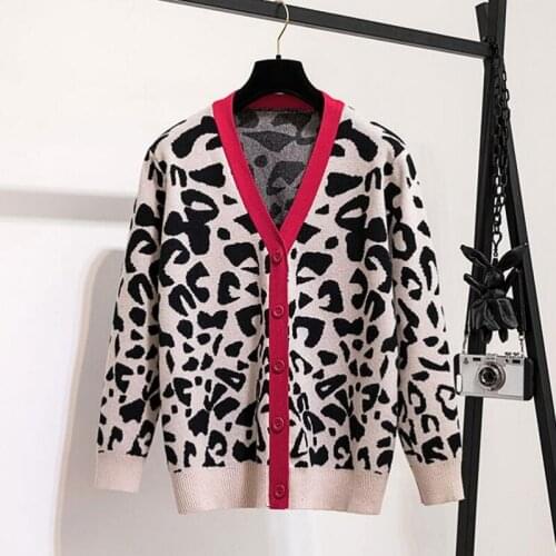 ZAWFL Leopard Cardigan Women Vintage Single Breasted Woman Cardigan Sweater Autumn Winter Striped Knitted Crop Cardigan