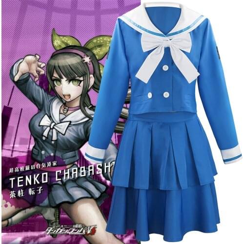 Anime Danganronpa V3 Killing Harmony Tenko Chabashira Cosplay Costume Women Girls School Uniform Sailor Suit Outfit Dress