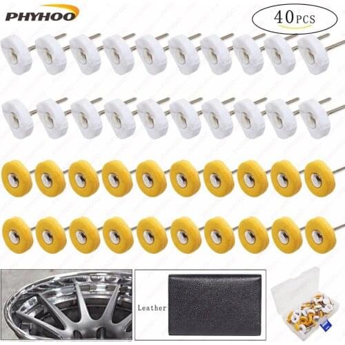 PHYHOO Muslin Polishing Buffing Wheel Buffs Set Fits Dremel Rotary Tools 3mm Shank 40 Pieces