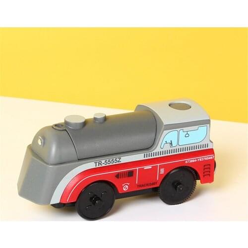 New Small Train Toy Battery Powered Engine Train Kids Wooden Railway Electric Train Compatible Wooden Track Multifunctional