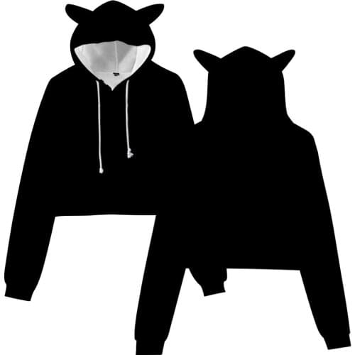 Larg Size Clothing Solid Color Hoodies Sweatshirts for Girls Spring and Autumn Trend Cropped Cat Ear Hoodies Sweatshirts SW55