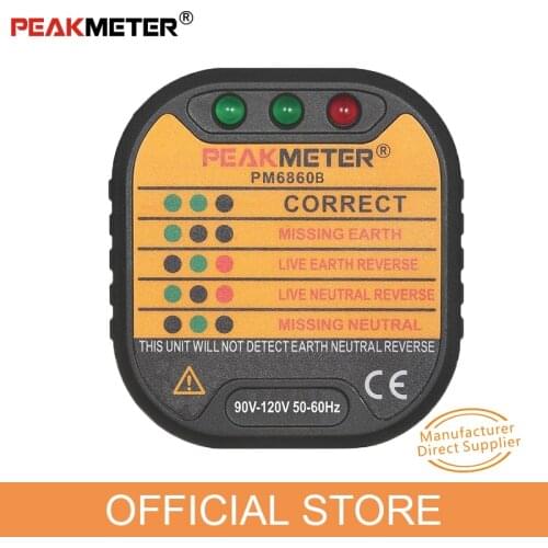 Official PEAKMETER PM6860 series Socket Tester 110v/220V Automatic electricity diagnostic detector tester