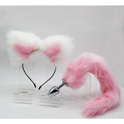 40cm Fox Tail Metal Anal Plug Cute Ears Headbands Erotic Cosplay Accessories Set Butt Plug Expansion Sex Toys For Women Jewelry