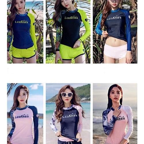 Drop shipping Women Floral Printed Rash guard Long Sleeve Sun Protection Surf Shirts Skin Dive Top Beach Swimwear Drop shipping