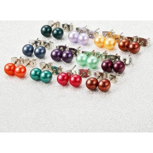 ZOSHI 36 Pairs Round Ball Stud Earrings Colorful Simulated Pearl Earrings For Women Hot-selling Cute Stud Earring