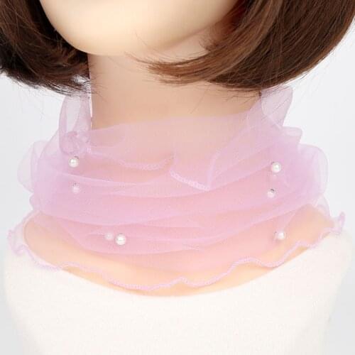 Spring Summer Chiffon Neck Collar Scarf Women Head Thin Sunscreen Multi-Function Scarf Variety Small Silk Anti-UV Scarf Mask