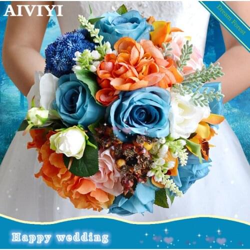 Wedding Flowers Bridal Bouquet Blue Roses Camellia bouquet wedding accessories Bride Bouquet Wedding Bride Holding Flowers