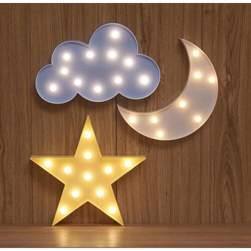 Lovely Cloud Star Moon LED 3D Light Night Light Cute Kids Gift Toy For Baby Children Bedroom Decoration Lamp Indoor Lighting