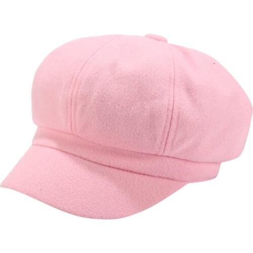 Vintage Winter Warm Visors Faux Solid Wool Beret Women Korean Girls French Artist Beanie Hat Cap Kawaii Flat Top Caps Warmers #Y