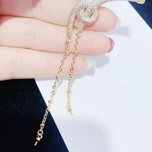 High-grade zircon micro inlay diy pearl necklace claw clasp accessories long sweater chain link clasp