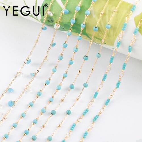 YEGUI C224,diy chain,18k gold plated,copper metal,zircons,beads chain,charms,jewelry making,diy bracelet necklace,1m/lot