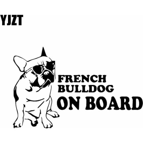YJZT 16.3X10.2CM French Bulldog On Board Funny Dog Car Sticker Vinyl Decal Window Decor Black/Silver C24-1587