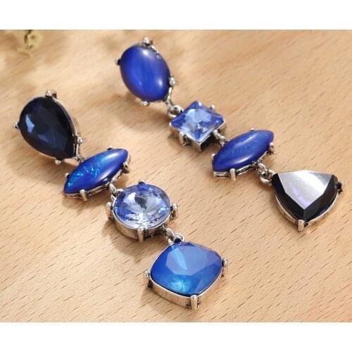 YaYi Jewelry Fashion Colorfull Glass Crystal Rhinestone Dangle Women Ancient Gold Color Wear Ear Band Long Tassel Earrings