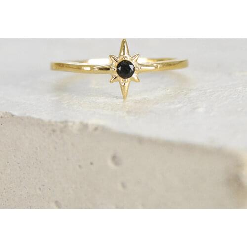 CANNER Eight Pointed Star Black Diamond Ring 100% 925 Sterling Silver Anillos Rings For Women Luxury Fine Jewelry Wedding Rings