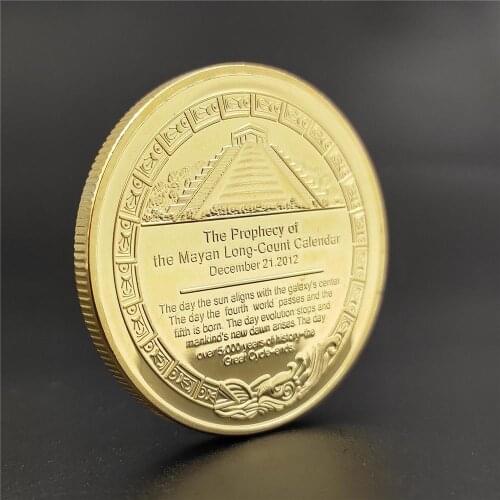 Maya Gold Commemorative Coins Mexico Pyramid Aztec Prophecy Calendar Medals Mayan Civilization Religion Culture Souvenir Gifts