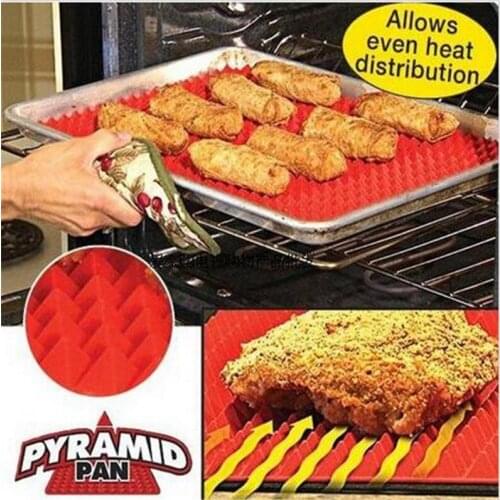 1 Pcs Pyramid Bakeware Red Nonstick Pan Silicone Baking Mats Pads Moulds Pizza Cooking Mat Oven Baking Tray Sheet Kitchen Tool