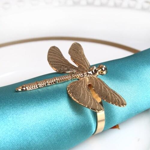 10pcs Nordic style wedding high-grade dumb gold dragonfly napkin buckle napkin ring