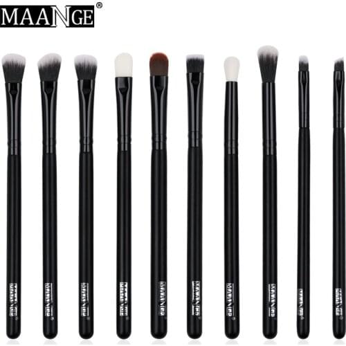 MAANGE 4/7/10pcs Pro Eyes Makeup Brushes Set Wood Handle Eyeshadow Eyebrow Eyeliner Blending Brush Cosmetic Kit pincel Maquiagem