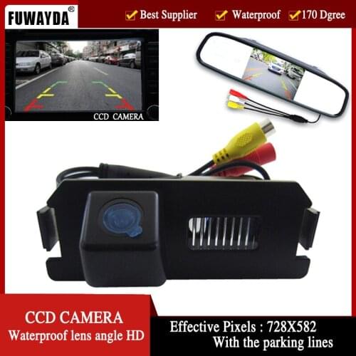 FUWAYDA waterproof CCD Car Rear View Camera for HYUNDAI I30 GENESIS COUPE Tiburon KIA SOUL 4.3 Inch Rear view Mirror Monitor
