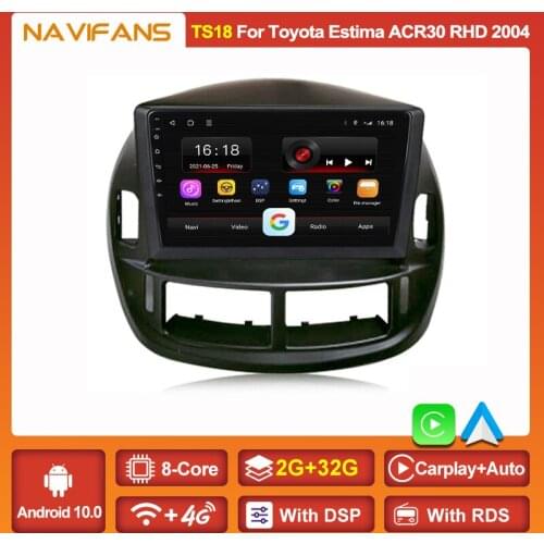 2din IPS Screen Car Multimedia Player For Toyota Estima ACR30 RHD 2004 Auto Radio Android 11 Navigation GPS Carplay Frame 8CORE