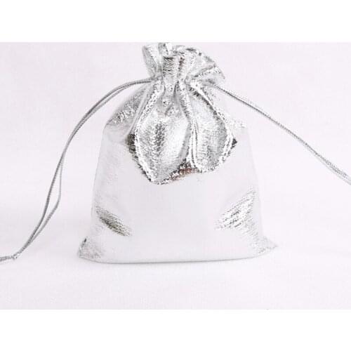 Free Shipping 100pcs/Lot 7x9cm Silver Color Satin Bag Jewelry Charms Gifts Packaging Bags Small Drawstring Gift Bag Pouches