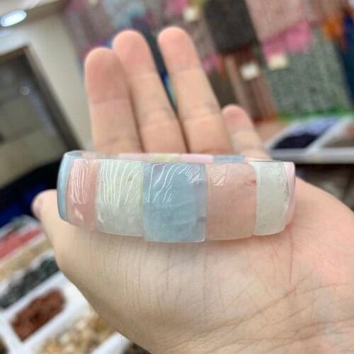 Morganite Stone Beads Bracelet Natural Gemstone Jewelry Bangle For Woman For Gift Wholesale