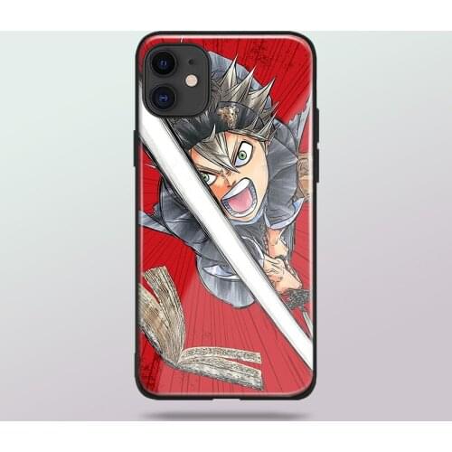 Asta Black Clover anime tempered glass soft silicone phone case cover shell For iPhone SE 6 6s 7 8 Plus X XR XS 11 Pro Max